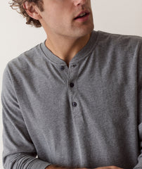 Marine Layer Luxe Jersey Henley- Grey