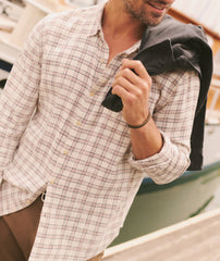 Marine Layer Stretch Selvage Long Sleeve Shirt-white Navy check