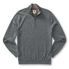 Duck Head Ridley Cotton Cashmere 1/4 Zip Sweater- Grey Heather