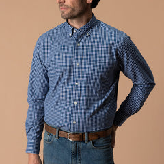 Duck Head Cotton Cashmere Poplin Sport Shirt-Navy Peony