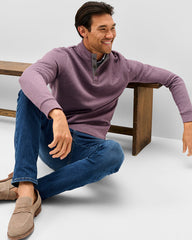Johnnie O Rockwells Diamond-Quilted Henley Pullover- Fig