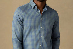 Faherty Movement Shirt Sage Marine Gingham LS