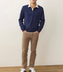 Marine Layer Sueded Rugby Polo Mood Indigo