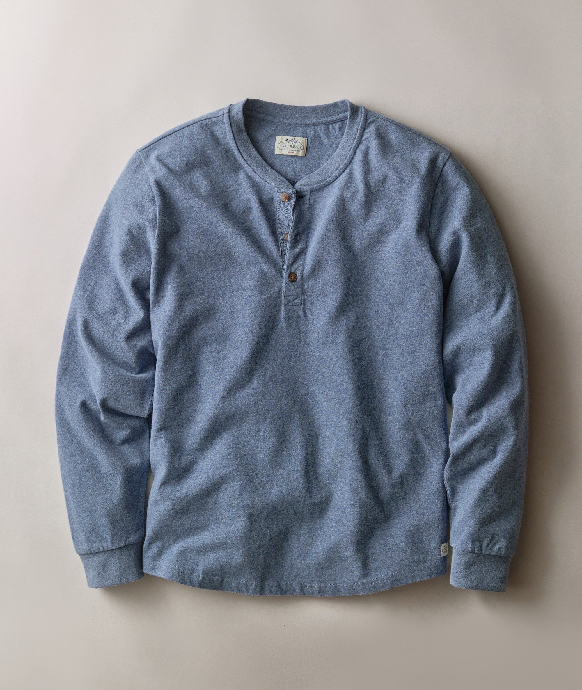 Marine Layer Luxe Jersey Henley -Blue Heather