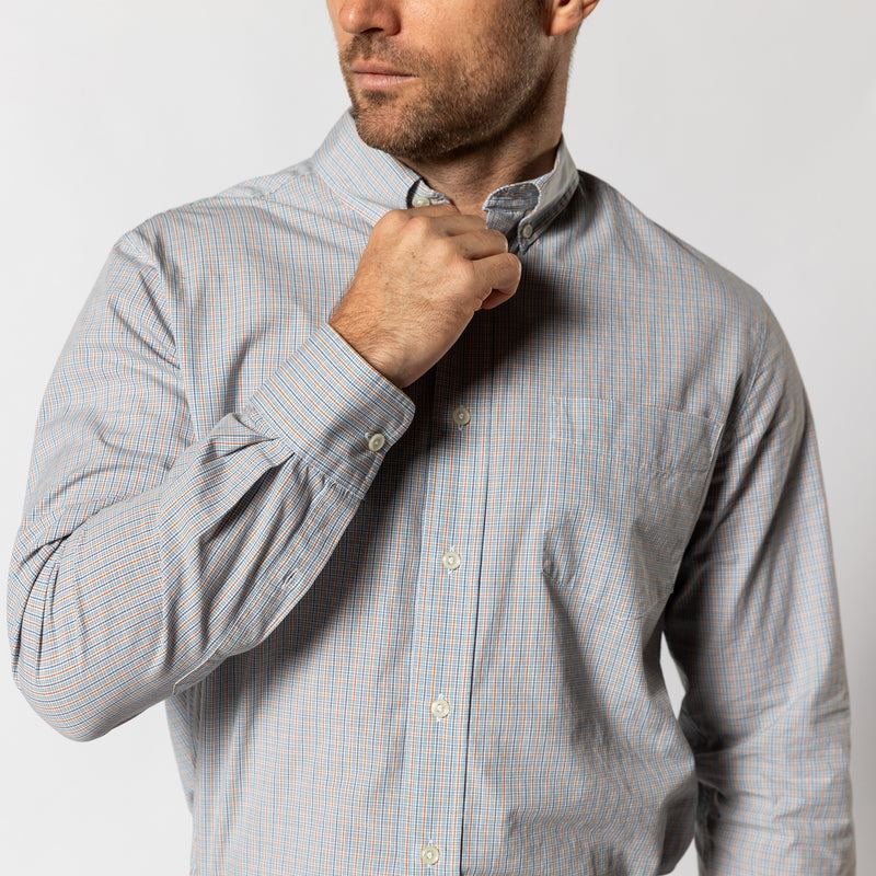 Duck Head Long Sleeve Button Down Pale Blue Plaid