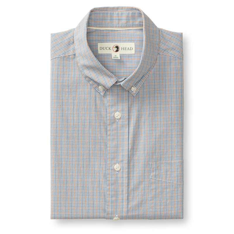 Duck Head Long Sleeve Button Down Pale Blue Plaid
