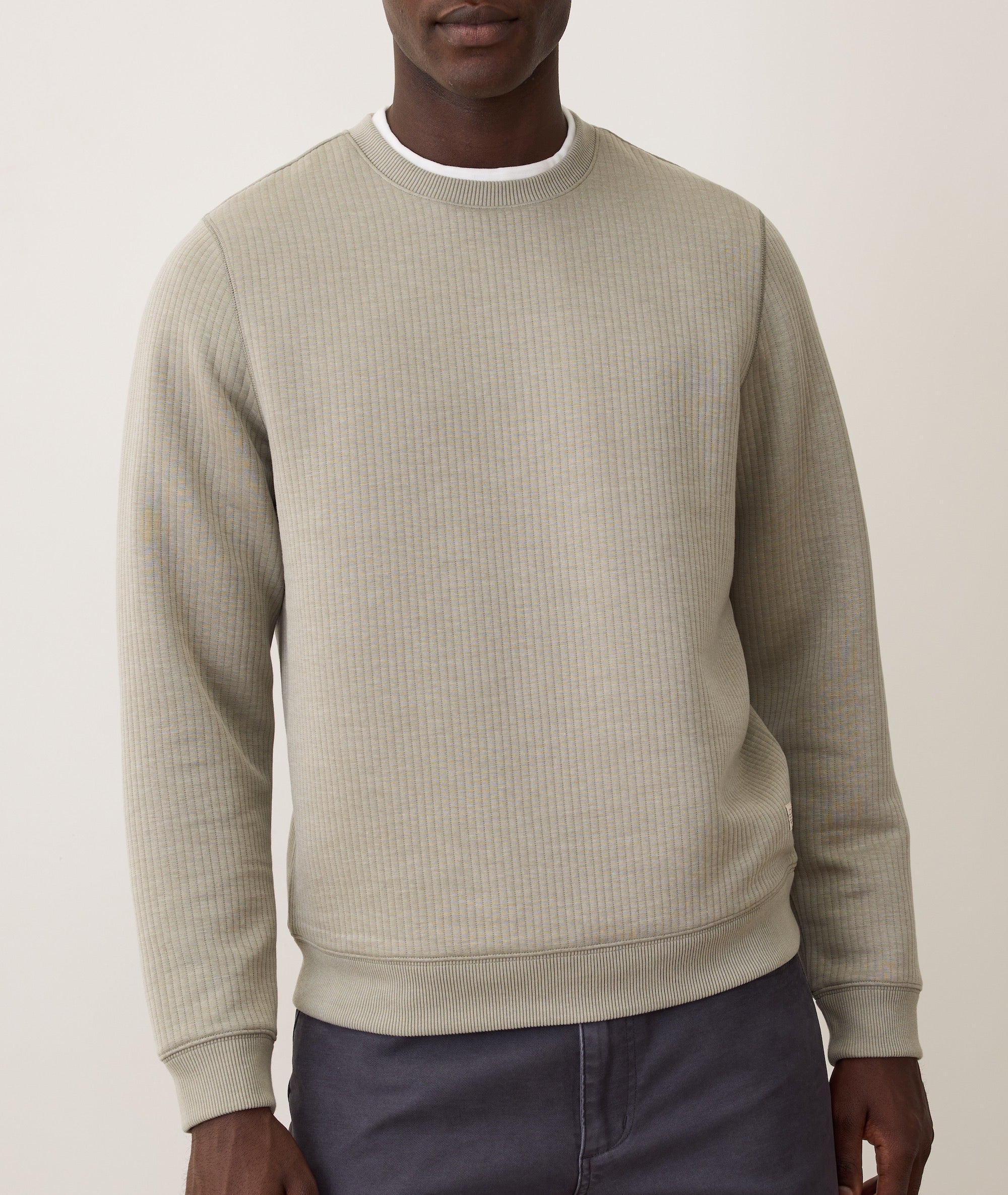 Marine Layer Corbet Quilted Crew-Taupe