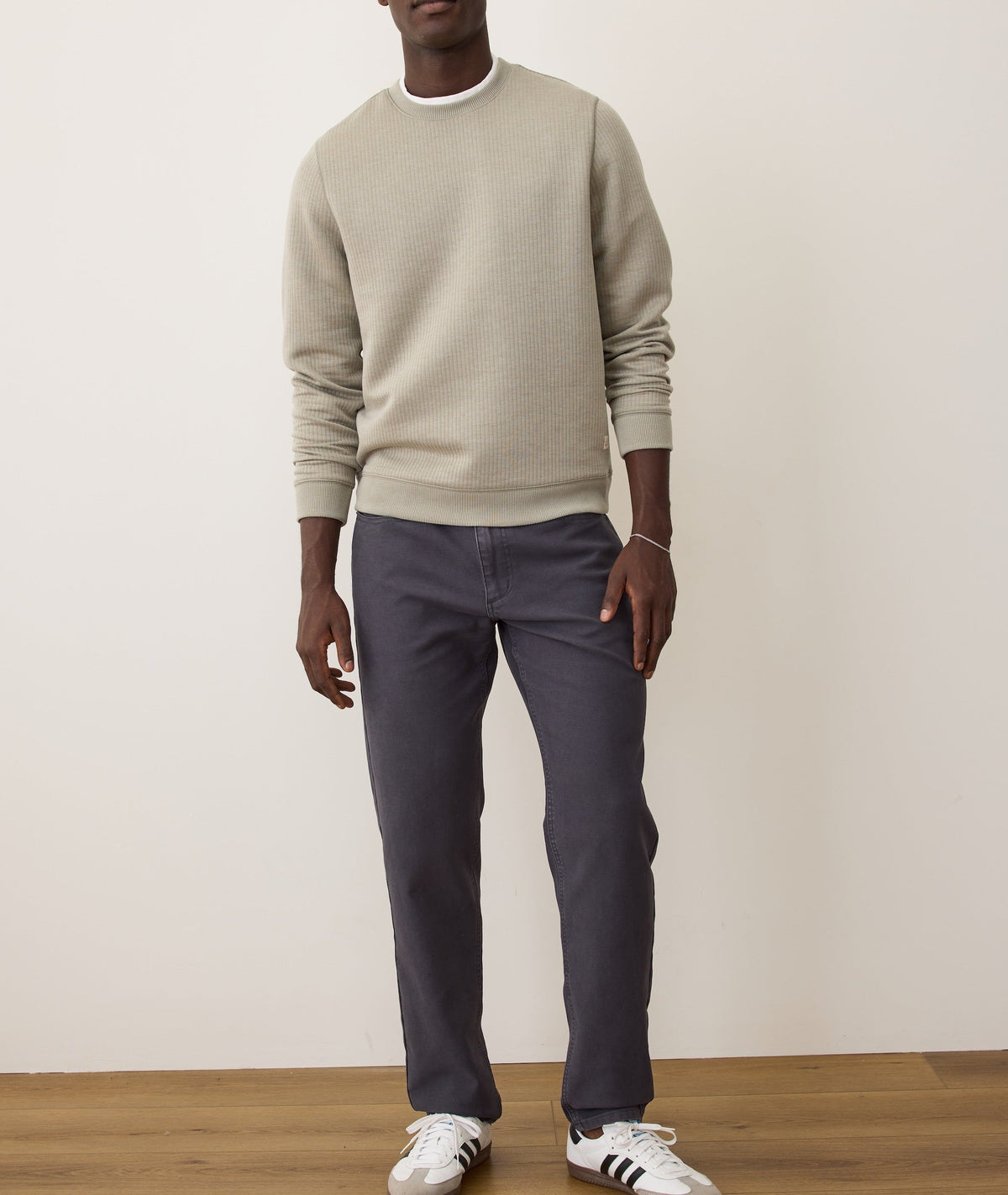 Marine Layer Corbet Quilted Crew-Taupe