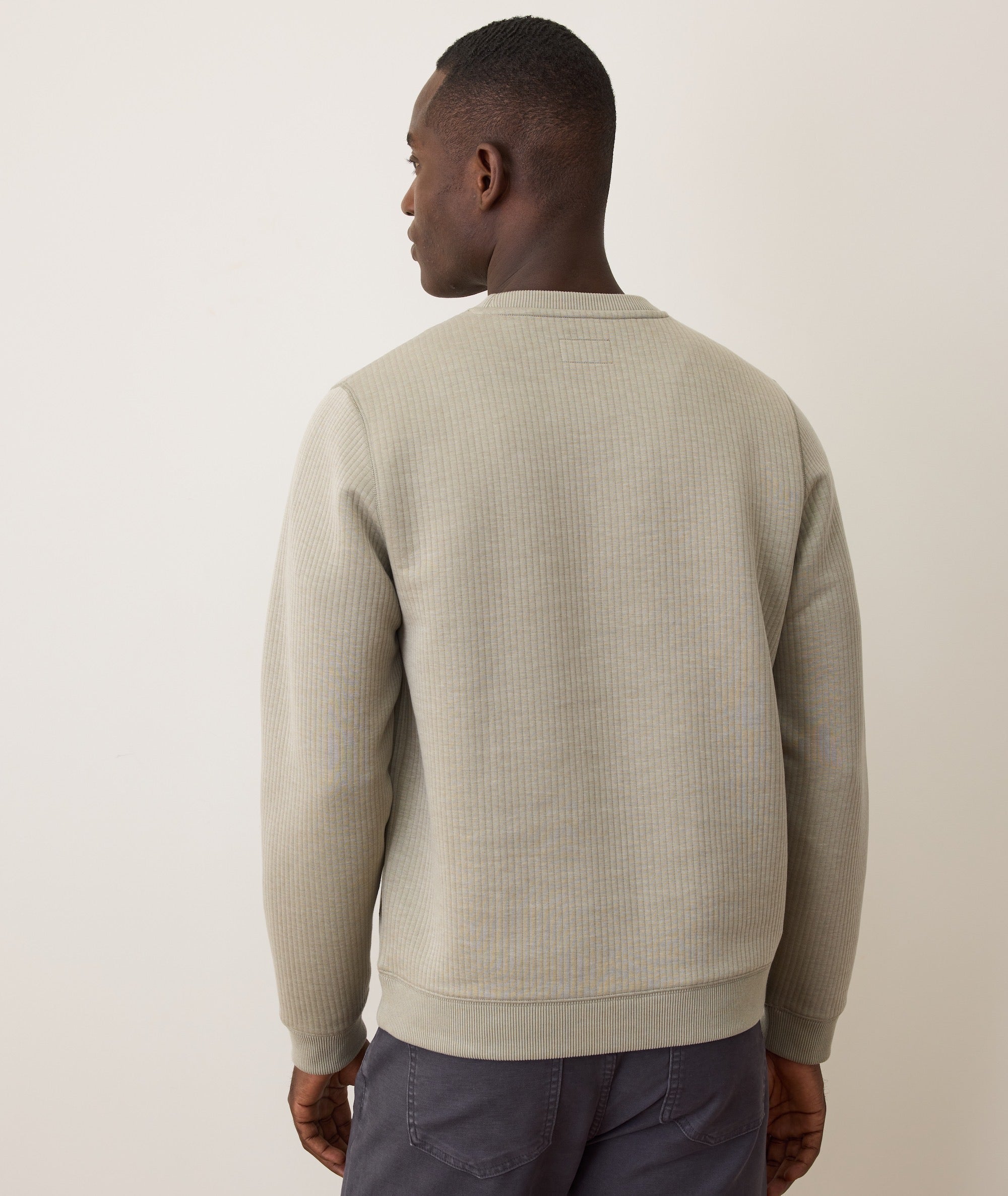 Marine Layer Corbet Quilted Crew-Taupe