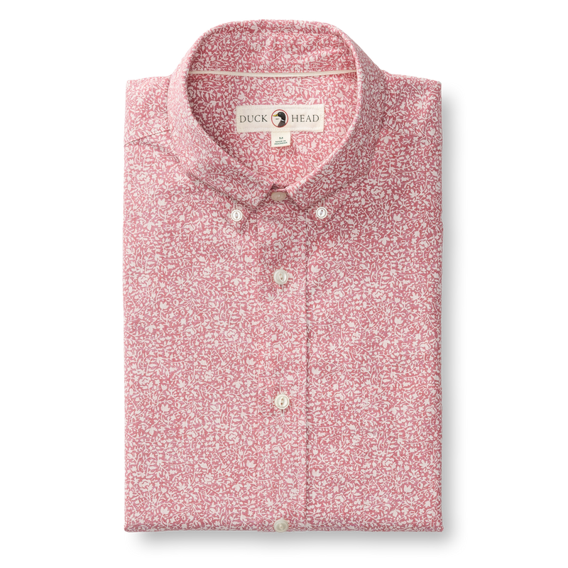 Duck Head Cotton Chambray Sport Shirt- Rosewood