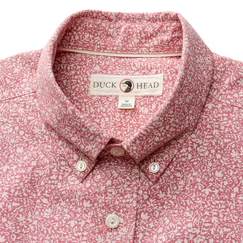 Duck Head Cotton Chambray Sport Shirt- Rosewood