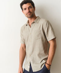 Marine Layer Stretch Selvage Short Sleeve Shirt- Sage