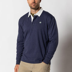 Duck Head Heathered Legacy Rugby Shirt- Navy